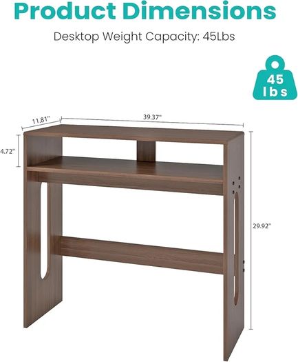 Walnut Wooden Console Table - Farmhouse Narrow Hallway Table with Storage, Behind Sofa Table for Entryway & Living Room
