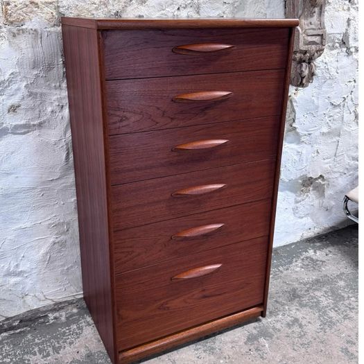 Vintage Mid-century Modern Austinsuite Teak Tallboy Chest Of Drawers