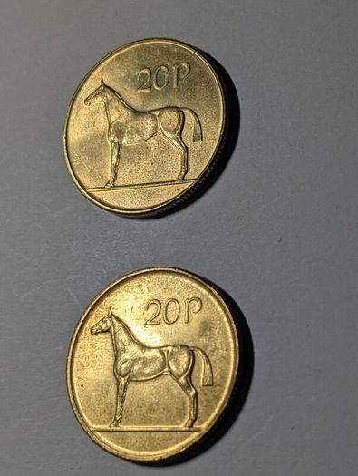 2 old 20 p pieces uncirculated.