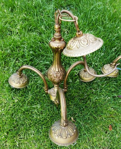 Vintage Solid Bronze Colonial Williamsburg Style Chandeliers, set of 2