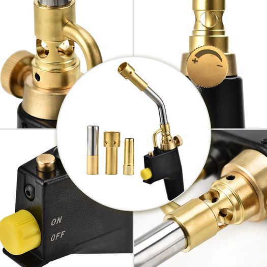 BRAND NEW EU UK US Stock MAPP Propane Torch Multi Purpose Trigger Start GasTorch with 3 Nozzles/Tips, Gas cylinders not Included
