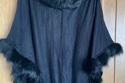 Faux fur poncho
