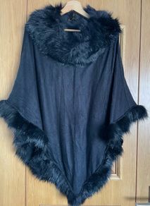 Faux fur poncho
