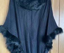 Faux fur poncho