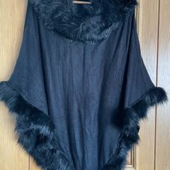Faux fur poncho