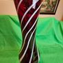 Elegant Murano-style vase made of art glass in ruby red with white spiral stripes Image 4