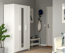 IKEA BRIMNES wardrobe with 3 doors (White with mirror)