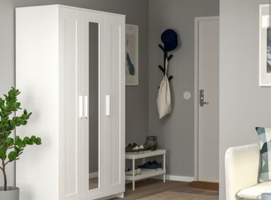IKEA BRIMNES wardrobe with 3 doors (White with mirror)