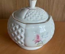 Donegal Parian China sugar bowl in the "Irish Rose" pattern