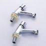 1 Pair Bathroom Sink Taps, Chrome Finish Modern Self Close Tap, 1/2 Hot Cold Mixer Non-concussive Basin Sink Tap for Kitchen Bathroom Hotel Public Toilet Image 4