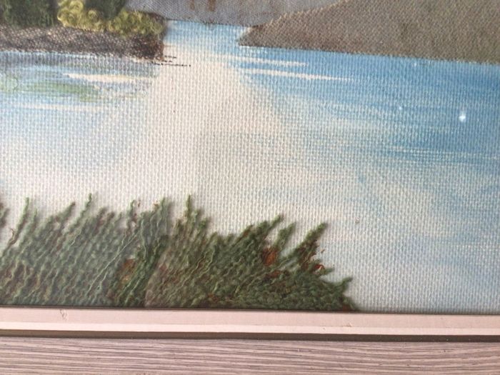 Vintage 1960s landscapes of ireland oil and handwoven tweeds picture K.C.Colohan framed