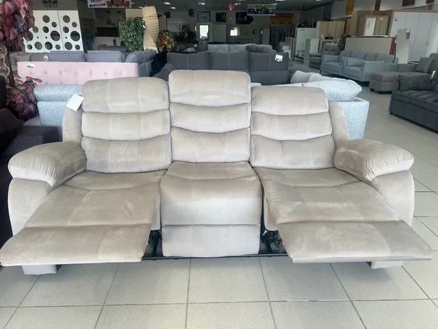 3 Seater Fabric Recliner Sofa Brown, brand new!