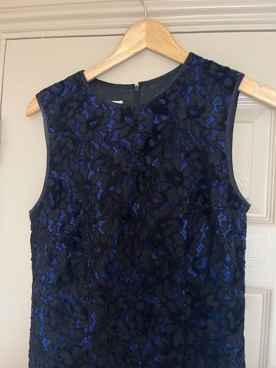 Escada Margaretha Ley black lace over blue Dress size 10
