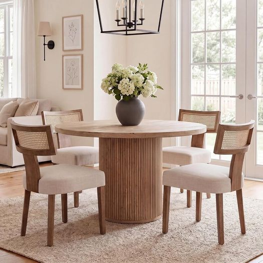 Vintage Rattan Dining Chairs Set of 2 Beige