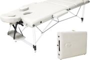 Portable Massage Bed Table - 3-Section Aluminum Foldable Beauty Couch for Reiki Therapy Treatment Salon Healing - Metal Headrest Support/with Carry Bag AVAILABLE IN WHITE/BLACK (FREE POSTAGE)