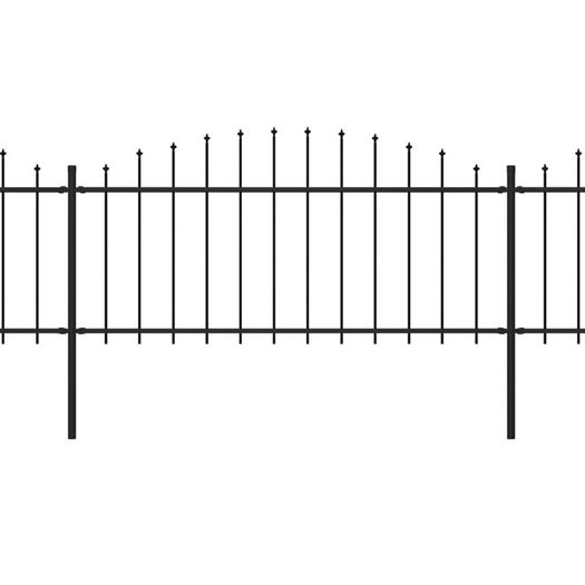 Garden Fence with Spear Top Steel (0.5-0.75)x11.9 m Black