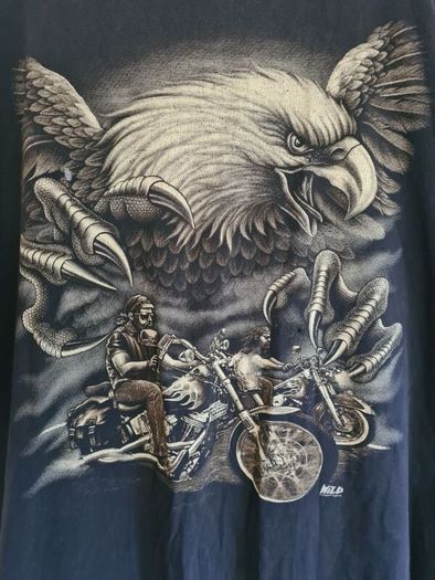 Vintage WILD motorbike biker t shirt Single stitch Size 3XL skulls Eagle motorcycles
