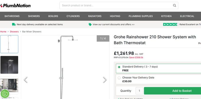 Grohe Rainshower Shower System with thermostatic bath Mixer 27641000