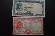 Two Lady Lavery Notes: 10 shillings (1966) &amp; 1 Pound (1967)