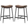 Set of 2 Bar Stools with Steel Footrest Industrial Style Curved Seat Image 5
