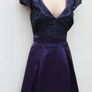 Karen Millen Purple Black Signature Elegant Lace Satin Pleat Skater Dress Image 3