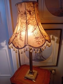 Vintage floral fringed lampshade