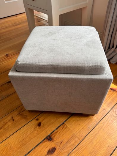 Gray Footstool and Tea Tray