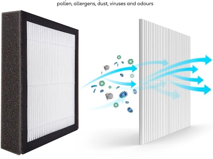 Ozone Free, 750ml/day 2 in 1 Black Dehumidifier/Air Purifier, 20m2 Room Size, LED Lighting & Captures Bacteria, for Home, Kitchen, Basement, Garage, Caravan