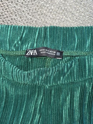 Zara green plisse palazzo pants uk10