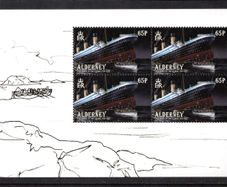 2012 Alderney Centenary of the Sinking of the Titanic 65p Lifeboats leaving Titanic Commemorative Stamp Booklet Pane Mint Never Hinged (MNH)