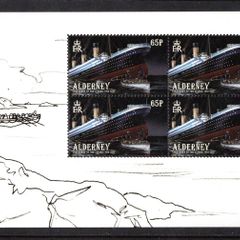2012 Alderney Centenary of the Sinking of the Titanic 65p Lifeboats leaving Titanic Commemorative Stamp Booklet Pane Mint Never Hinged (MNH)