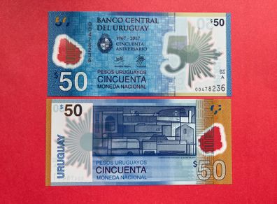 Uruguay 50 Pesos  2017  Pick 100a. Polymer / Plastic  Commemorative Issue ( Uncirculated )