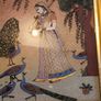 Set of 2 framed Gemstone Painting From Rajasthan, India in golden frame. Image 2
