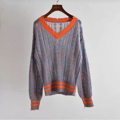 Designer Style Distressed Knit Sweater