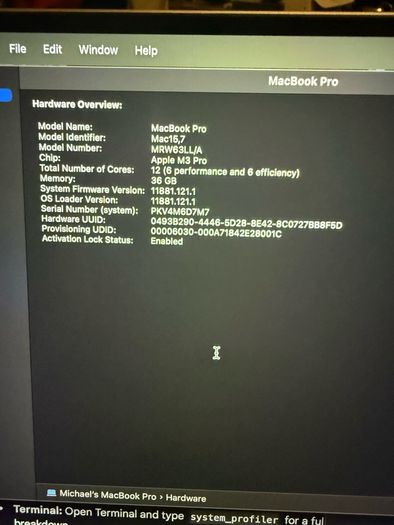 Macbook Pro 16" M3 Pro | Upgraded 36gb Ram | 512gb Ssd | Silver