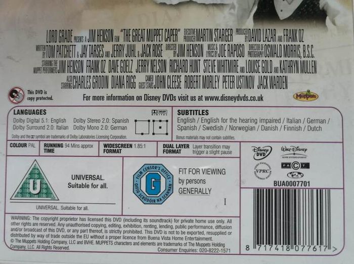 The Muppets [1981] The Great Muppet Caper [Movie DVD]