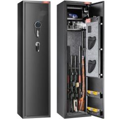 7-8 Rifles Gun Safe, Rifle Safe with Digital Keypad & Lock, Gun Storage Cabinet with Built-in Storage Locker, Removable Storage Shelf for Home Long