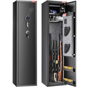 7-8 Rifles Gun Safe, Rifle Safe with Digital Keypad & Lock, Gun Storage Cabinet with Built-in Storage Locker, Removable Storage Shelf for Home Long