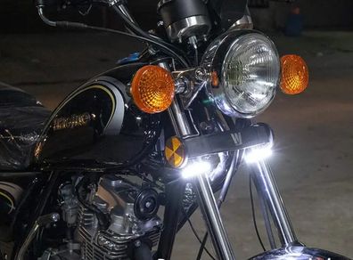 2pcs Flexible Switchback Dual-Colour White & Amber Motorcycle