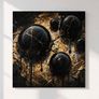 Limited edition contemporary tech-art, abstract series - Black oil spheres / gold leaf texture Image 4