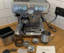 Sage Barista Express Stainless Steel + Complete Accessory Bundle, Knock Box & Manual