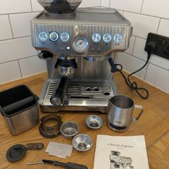 Sage Barista Express Stainless Steel + Complete Accessory Bundle, Knock Box & Manual