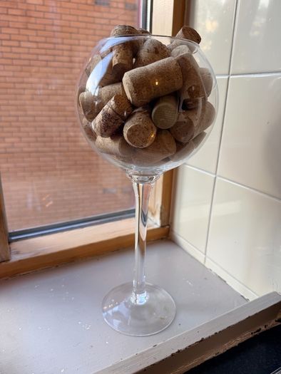 Wine glass ornament / wine cork holder