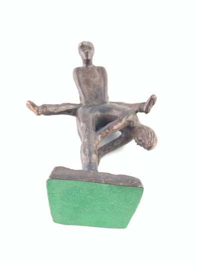 Mid century bronze figurine of gymnasts training