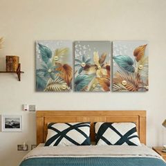 3 framed printed canvas 35x55cm