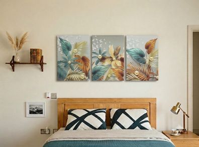 3 framed printed canvas 35x55cm