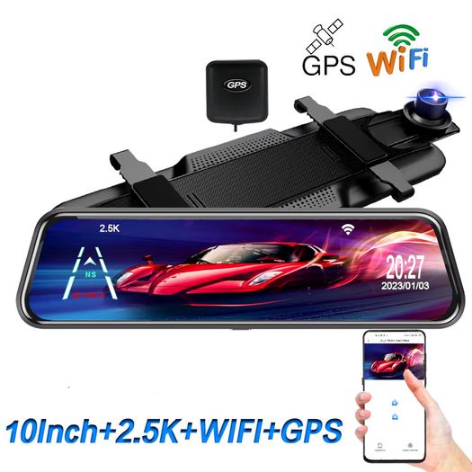 Dash Cam Touch GPS WIFI 24h Night Vision 10 Inch 2.5K Mirror Sony Camera Car DVR Black Box 70mai Dashcam