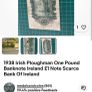 1938 Irish Ploughman One Pound Banknote Ireland 1 Note Scarce Bank Of Ireland Image 3