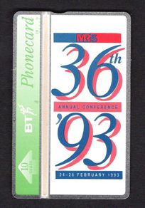 1993 United Kingdom 10 unit British Telecom MRS 36th Annual Conference 1993 (Landis & Gyr) Phone card