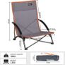 Folding Camping Chair Outdoor Low Lightweight Beach Chair Mesh Back Padded Armrest Collapsible with Carry Bag Grey Image 2